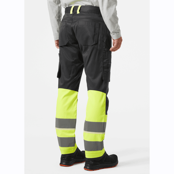 Helly Hansen UC-ME 2-Way Stretch Hi-Vis Work Cargo Pant Trouser Class 1 HI VIS YELLOW/EBONY / C54 - 38" Waist - 33" Leg