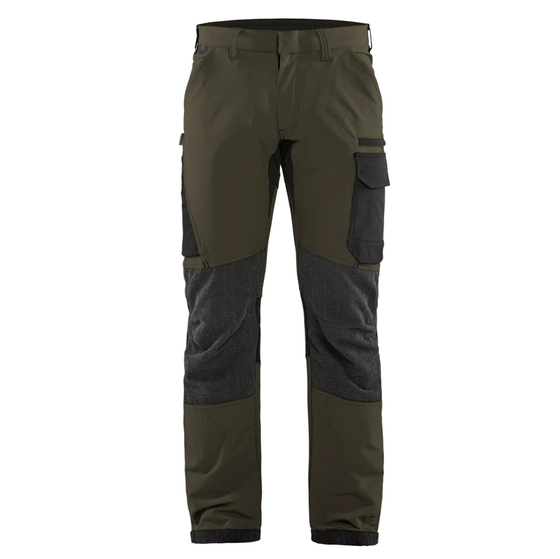 Blaklader 1422 4-Way Stretch Service Work Trousers Dark olive green/Black / 32" Waist, Regular Leg