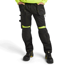  Blaklader 1555 Holster Pocket Craftsmen Work Trousers Black / Yellow Only Buy Now at Workwear Nation!