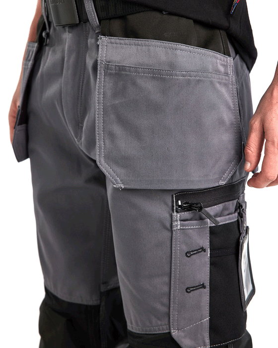 Blaklader 1555 Holster Pocket Craftsmen Work Trousers Grey / Black Only Buy Now at Workwear Nation!