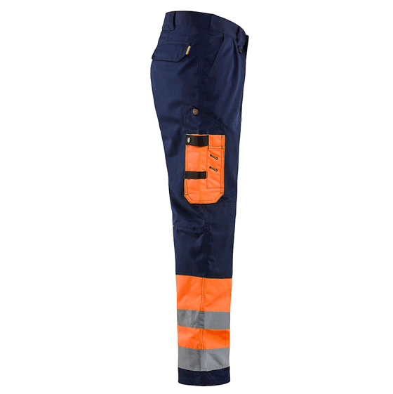 Blaklader 1584 Hi-Vis Professional Drivers Work Trousers Blue / Orange Only Buy Now at Workwear Nation!