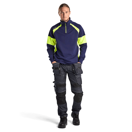 Blaklader 3550 1/4 Zip Sweatshirt with Hi-Vis Panels