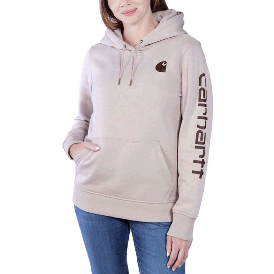 Carhartt women's regular clarksburg sleeve logo hooded sweatshirt hotsell