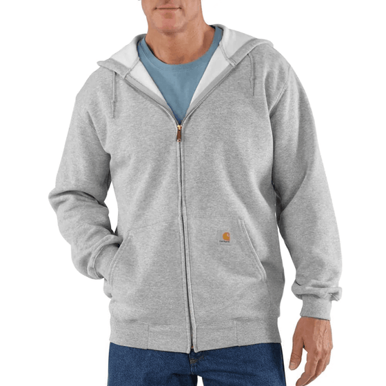 Carhartt K122 Loose Fit Midweight Full Zip Hooded Sweatshirt Heather Grey XS - Workwear Nation Ltd