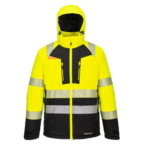 Portwest DX430 DX4 Hi-Vis Class 2 Waterproof Winter Jacket - Yellow/Black Medium - Workwear Nation Ltd