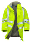 Pulsar Protect P187R Padded Hi-Vis Waterproof Storm Coat Yellow - Recycled Content