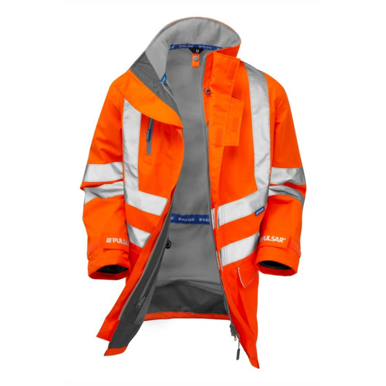PULSAR PR499 Hi-Vis Orange Mesh Lined Storm Coat - Premium HI-VIS JACKETS & COATS from Pulsar - Just £64.39! Shop now at Workwear Nation Ltd