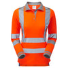 Pulsar Protect PR703R Women's Long Sleeve Polo Shirt Orange - Recycled Content