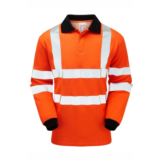 PULSAR PRARC21 Rail Spec FR-AST-ARC Hi-Vis Long Sleeve Polo Shirt - Premium FLAME RETARDANT SHIRTS from PULSAR - Just £53.67! Shop now at Workwear Nation Ltd