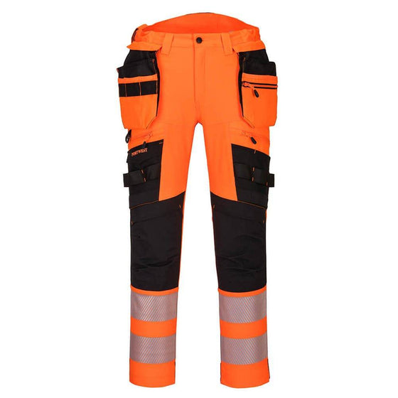 Portwest DX442 4-Way Stretch Hi-Vis Detachable Holster Pocket Trouser Orange/Black / 30" Waist 