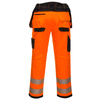 Portwest PW306 PW3 Hi-Vis Holster Pocket Kneepad Work Trousers Orange / Black / 28" Waist, Regular Leg (31")