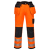 Portwest PW306 PW3 Hi-Vis Holster Pocket Kneepad Work Trousers Orange / Black / 36" Waist, Regular Leg (31")