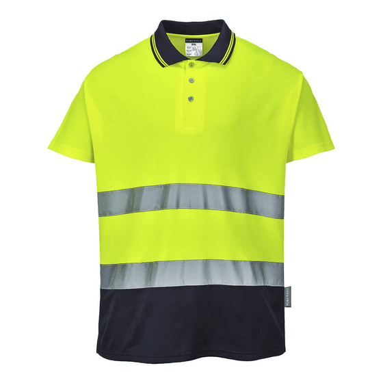 Portwest S174 Hi-Vis Cotton Comfort Contrast Breathable Polo Shirt - Workwear Nation Ltd