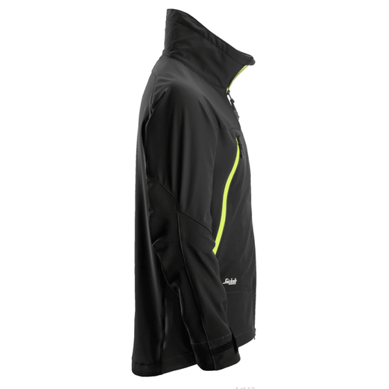 Snickers 1940 FlexiWork, Full Stretch Jacket Black / Neon Yellow / 2XL