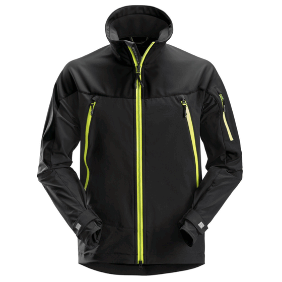 Snickers 1940 FlexiWork, Full Stretch Jacket Black / Neon Yellow / 2XL