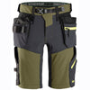 Snickers 6140 FlexiWork, Softshell Stretch Shorts+ Holster Pockets Khaki Green / Snickers Size 52 - Waist Size 36"
