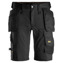  Snickers 6141 AllroundWork Stretch Shorts Holster Pockets Black / Size 64 - Waist Size 50"
