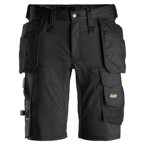 Snickers 6141 AllroundWork Stretch Shorts Holster Pockets Black / Size 64 - Waist Size 50"
