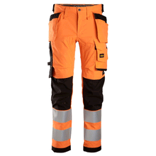  Snickers 6243 AllroundWork, Hi-Vis Stretch Kneepad Holster Work Trousers Class 2 Orange / Black / 96 (33" Waist, 30" Leg)