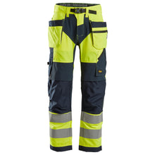  Snickers 6932 FlexiWork Hi-Vis Work Trousers Holster Pockets CL2 Only Buy Now at Workwear Nation!