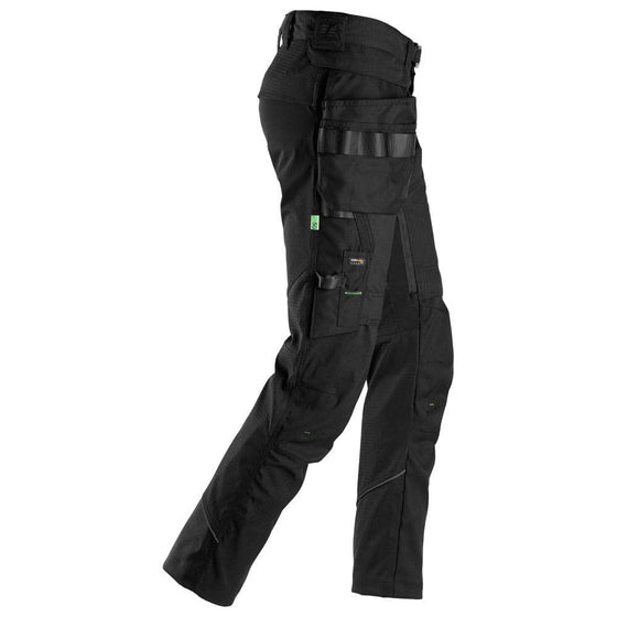 Snickers 6972 FlexiWork, Work Trousers+ Detachable Holster Pockets Black / 31" Waist - 28" Leg