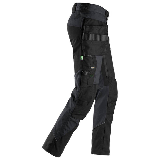 Snickers 6972 FlexiWork, Work Trousers+ Detachable Holster Pockets Black / 31" Waist - 28" Leg