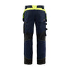 Blaklader 1555 Holster Pocket Craftsmen Work Trousers Dark Navy Blue/ Hi-Vis Yellow