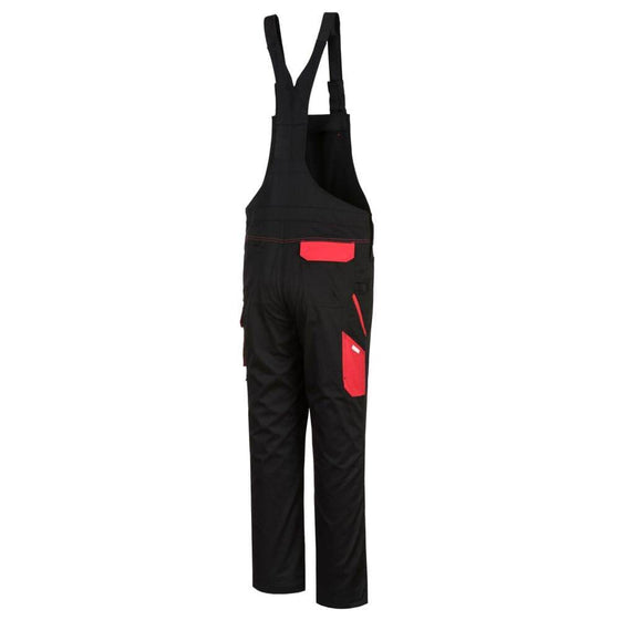 PORTWEST PW243 PW2 BIB AND BRACE Black / Red / 3XL