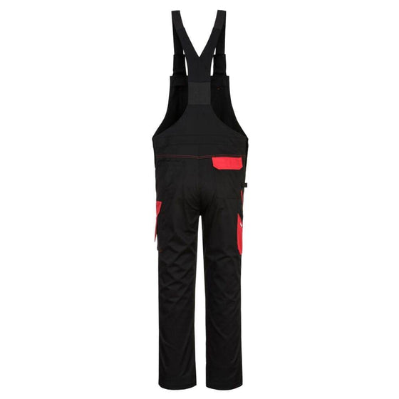 PORTWEST PW243 PW2 BIB AND BRACE Black / Red / 3XL