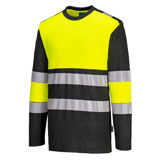 PORTWEST PW312 PW3 HI-VIS COTTON COMFORT CLASS 1 T-SHIRT L/S