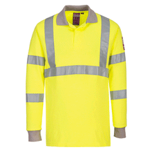  Portwest FR77 Flame Resistant Anti-Static Hi-Vis Long Sleeve Polo Shirt