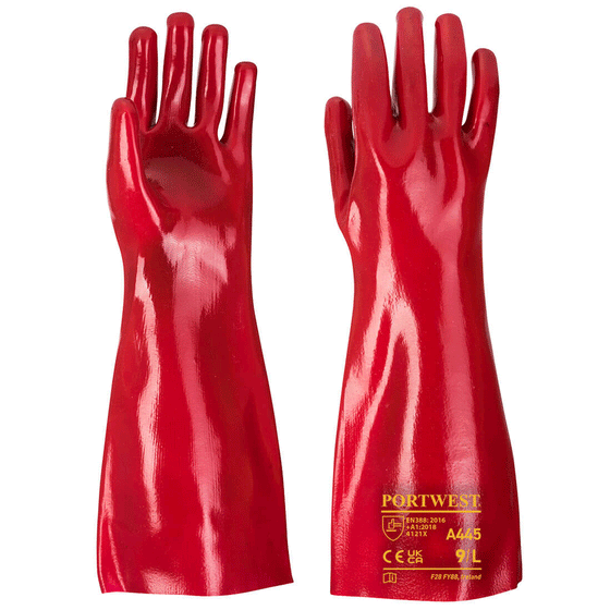 Portwest A445 Grip 12 PVC Gauntlet 45cm Gloves