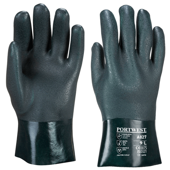 Portwest A827 Double Dipped PVC Gauntlet Glove 27cm