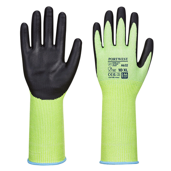 Portwest A632 Green Cut Glove Long Cuff - Premium GLOVES from Portwest - Just £4.74! Shop now at Workwear Nation Ltd