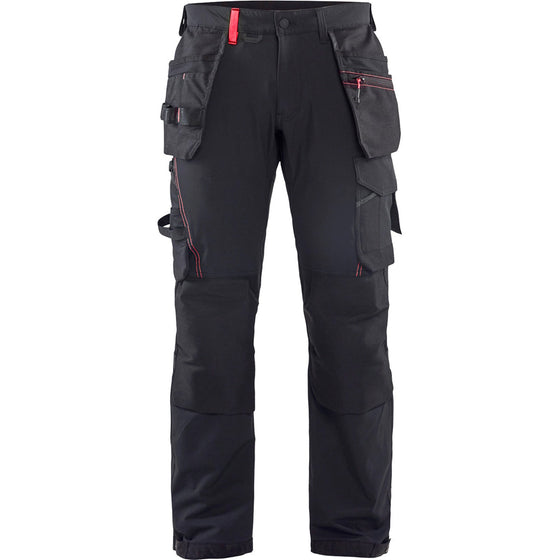 Blaklader 1522 Craftsmen 4-Way Stretch Trousers with Holster Pockets Black / Red Only Buy Now at Workwear Nation!