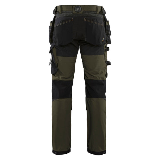 Blaklader 1522 Craftsmen 4-Way Stretch Trousers with Holster Pockets Olive Green Only Buy Now at Workwear Nation!