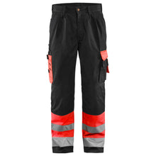  Blaklader 1584 Hi-Vis Professional Drivers Work Trousers Black / Red Only Buy Now at Workwear Nation!