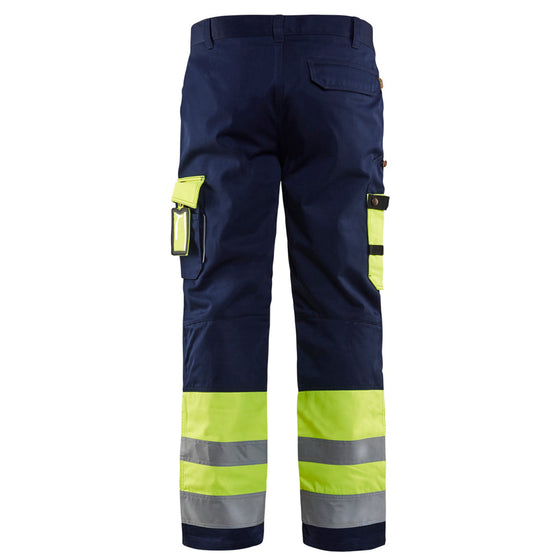 Blaklader 1584 Hi-Vis Professional Drivers Work Trousers Blue / Yellow Only Buy Now at Workwear Nation!