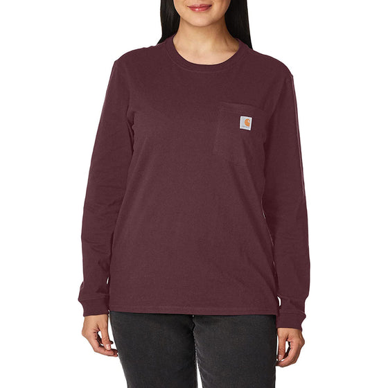 Carhartt 103244 Womens Heavyweight Loose Fit Long Sleeve Pocket T-Shirt Only Buy Now at Workwear Nation!
