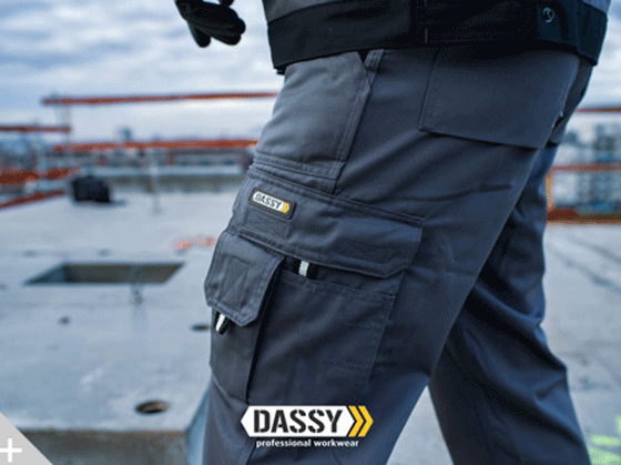 DASSY Oxford 200444 Kneepad Holster Pocket Work Trousers Grey Only Buy Now at Workwear Nation!