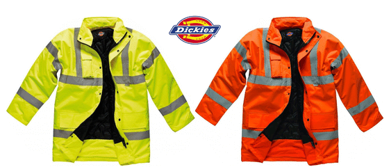 Dickies SA22045 Hi Vis Motorway Safety Jacket Coat Various Colours Only Buy Now at Workwear Nation!