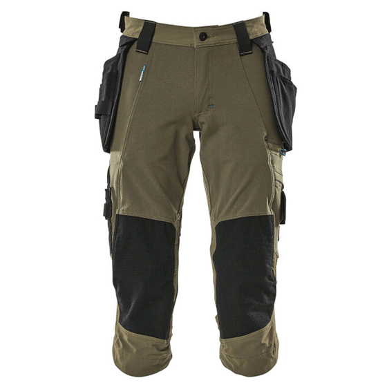 Mascot Advanced 17049 Water-Repellent Knee Pad Holster Pocket Stretch Pirate Trousers Green Only Buy Now at Workwear Nation!