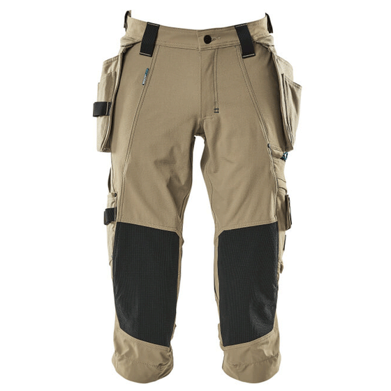 Mascot Advanced 17049 Water-Repellent Knee Pad Holster Pocket Stretch Pirate Trousers Khaki Only Buy Now at Workwear Nation!