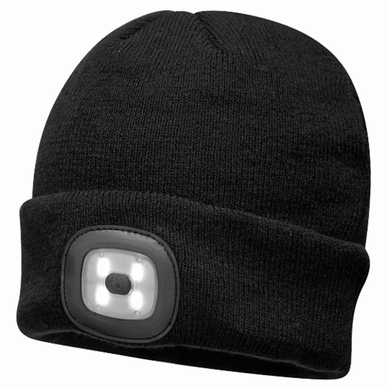 Portwest B029 USB Rechargeable LED Headlight Beanie Various Colours Only Buy Now at Workwear Nation!