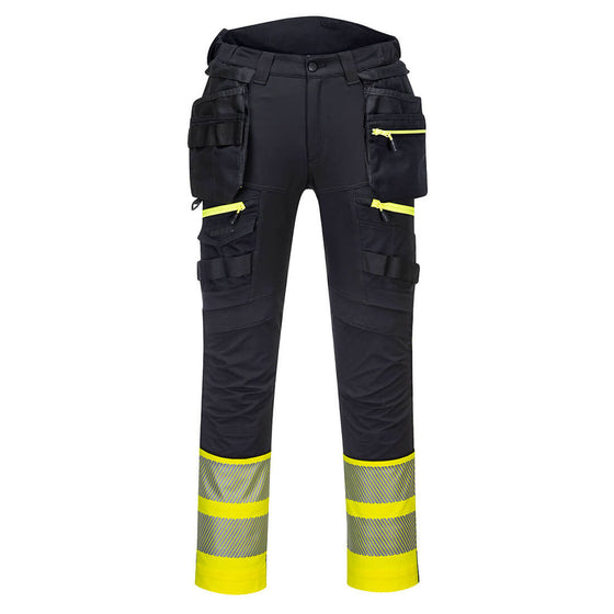 Portwest DX445 4-Way Stretch Hi-Vis Class 1 Holster Pocket Trouser Yellow/Black Only Buy Now at Workwear Nation!