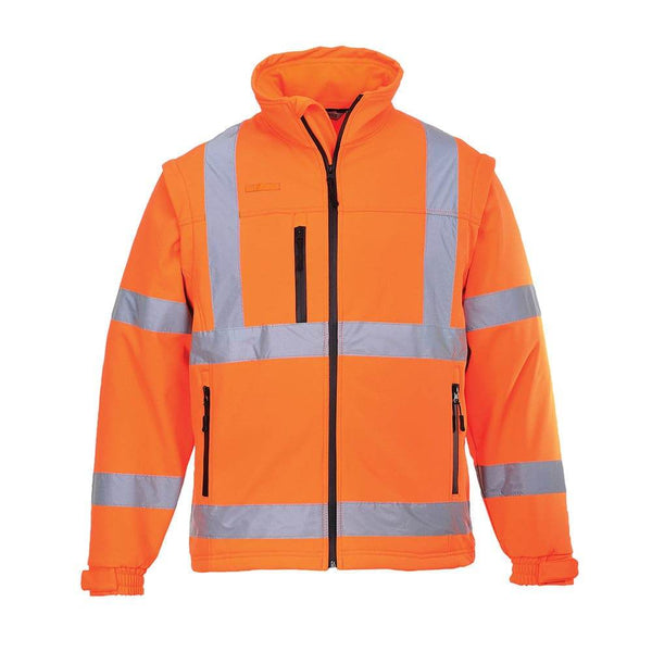Portwest S428 Hi-Vis Softshell in Water Resistant Jacket Gilet Detachable Sleeves