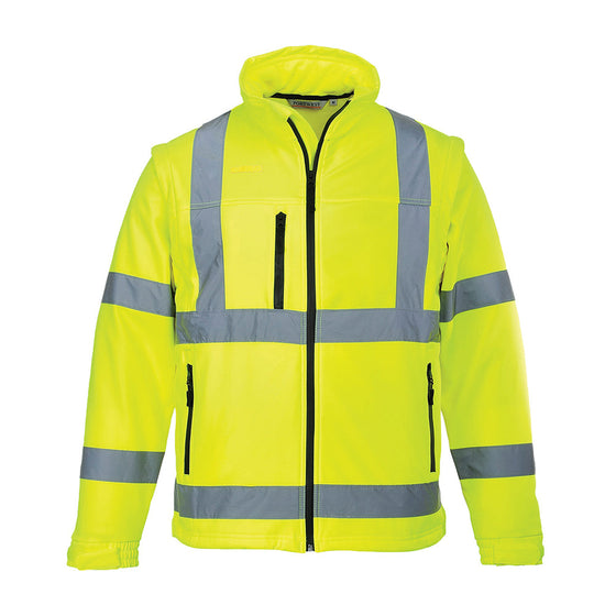 Portwest S428 Hi-Vis Softshell 3 in 1 Water Resistant Jacket Gilet Detachable Sleeves Only Buy Now at Workwear Nation!
