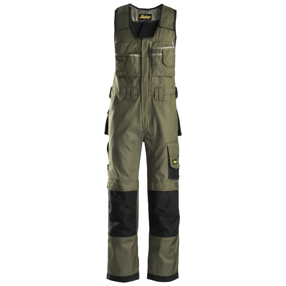 Snickers 0312 Craftsmen One-Piece Trousers, DuraTwill Olive Green/Black Only Buy Now at Workwear Nation!
