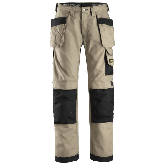 Snickers 3214 Craftsmen Holster Pocket Trousers, Canvas+ Khaki/Black Only Buy Now at Workwear Nation!
