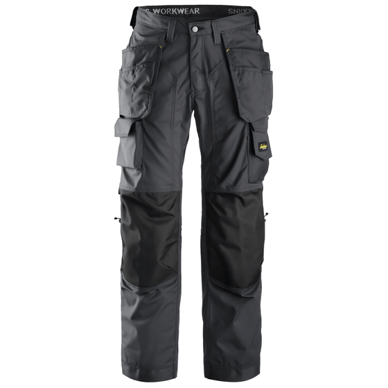 Snickers 3223 Floorlayer Holster Pocket Trousers, Rip-Stop Steel Grey/Black Only Buy Now at Workwear Nation!